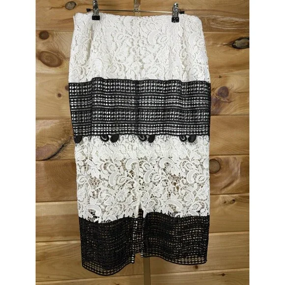 River Island Vintage White/Black Lace Midi Skirt Women’s 16 NWT - Picture 6 of 6